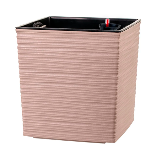 MACETA CUADRADA ESTILO PIEDRA 19X19X19 CM C/ SISTEMA DE RIEGO