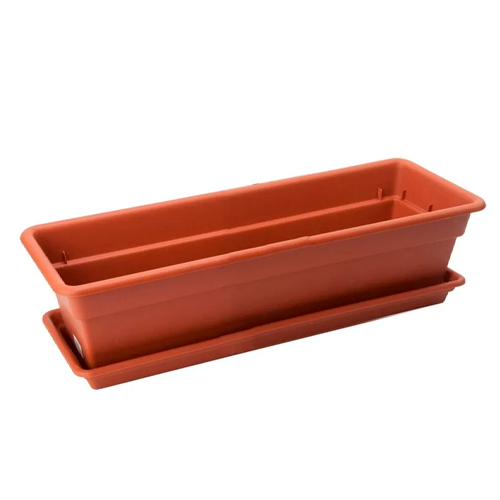 MACETA DURA KOTTA RECTANGULAR # 24 C/ BASE Y SUJETADOR