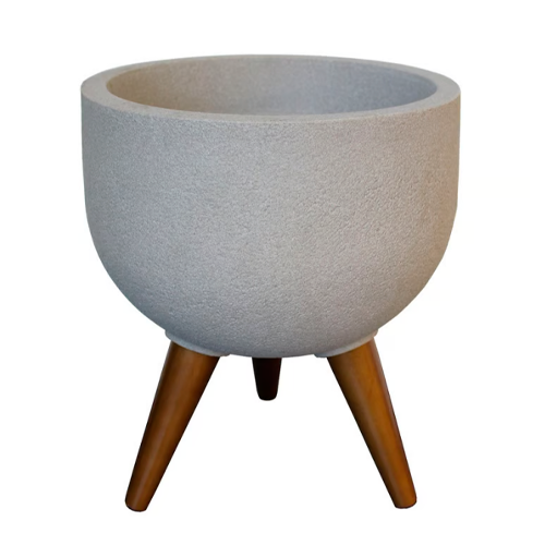 MACETERO RUSTICO REDONDO CON SOPORTE CEMENTO LVRD33S