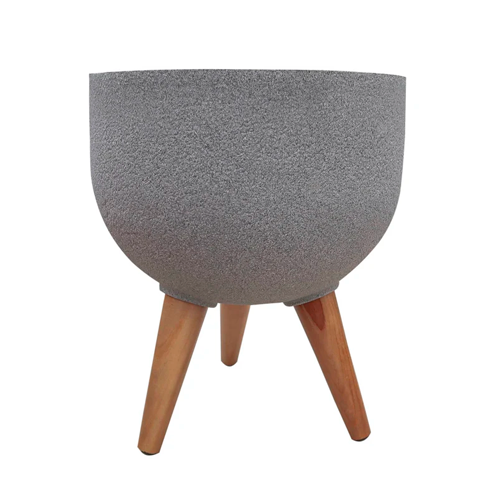 MACETERO RUSTICO REDONDO CON SOPORTE PIEDRA LVRD33O