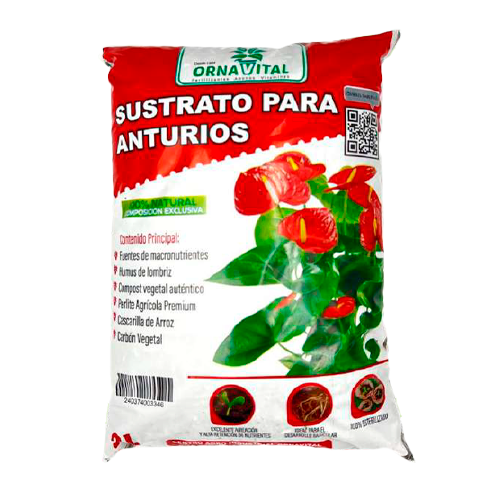 SUSTRATO ORNAVITAL DESINFECTADO ANTURIO ROJO 1 KG APROX.